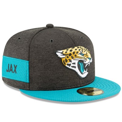 Men's Jacksonville Jaguars New Era Black/Teal 2018 NFL Sideline Home Official 59FIFTY Fitted Hat 3058356